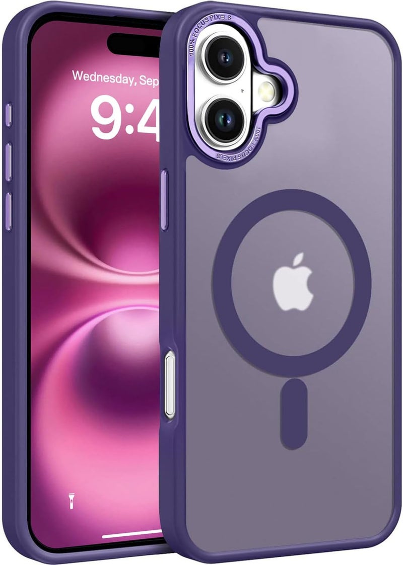 Eligo For Iphone 16 Magnetic Case, Compatible With Magsafe, Shockproof Military-Grade Protection Translucent Matte Back, Slim Phone Cover With Strong Magnet For Apple 16 2024 Purple - Image 1