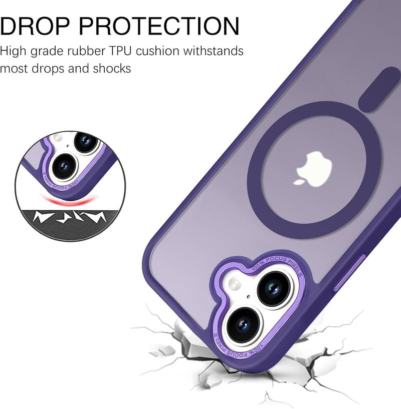 Eligo For Iphone 16 Magnetic Case, Compatible With Magsafe, Shockproof Military-Grade Protection Translucent Matte Back, Slim Phone Cover With Strong Magnet For Apple 16 2024 Purple - Image 2