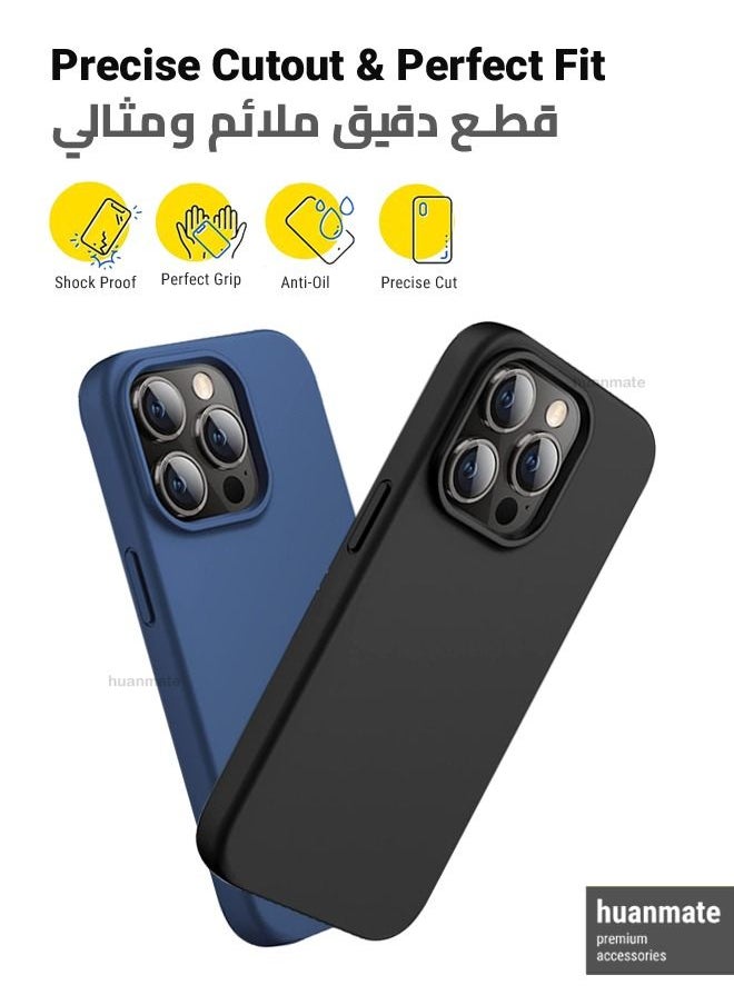huanmate - 2 Pieces Stylish Silicone Case Cover For Apple iPhone 14 Pro Max Black/Blue - Image 1
