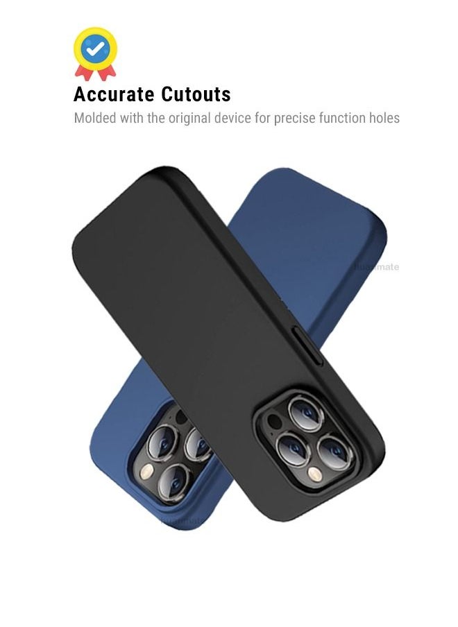 huanmate - 2 Pieces Stylish Silicone Case Cover For Apple iPhone 14 Pro Max Black/Blue - Image 1