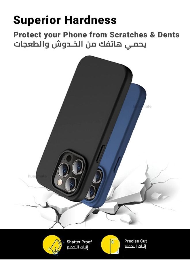 huanmate - 2 Pieces Stylish Silicone Case Cover For Apple iPhone 14 Pro Max Black/Blue - Image 1
