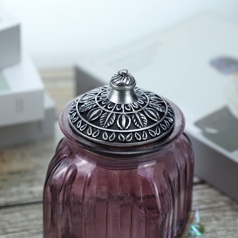 SOCOSY Vintage Crystal Glass Candy Jar with Lid Food Jar Nut Jar Jewelry Box Wedding Candy Buffet Jars Kitchen Storage Assorted Color 24 oz - Image 5