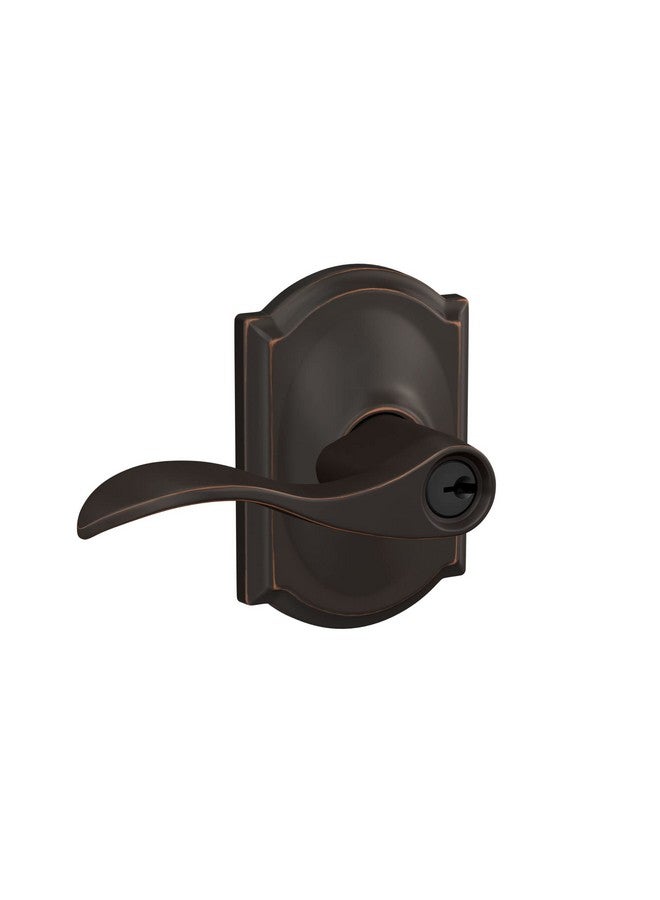 Schlage F51A ACC 716 CAM Accent Door Lever with Camelot Trim, Keyed Entry Lock, Aged Bronze - Image 1
