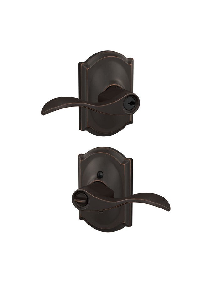 Schlage F51A ACC 716 CAM Accent Door Lever with Camelot Trim, Keyed Entry Lock, Aged Bronze - Image 2
