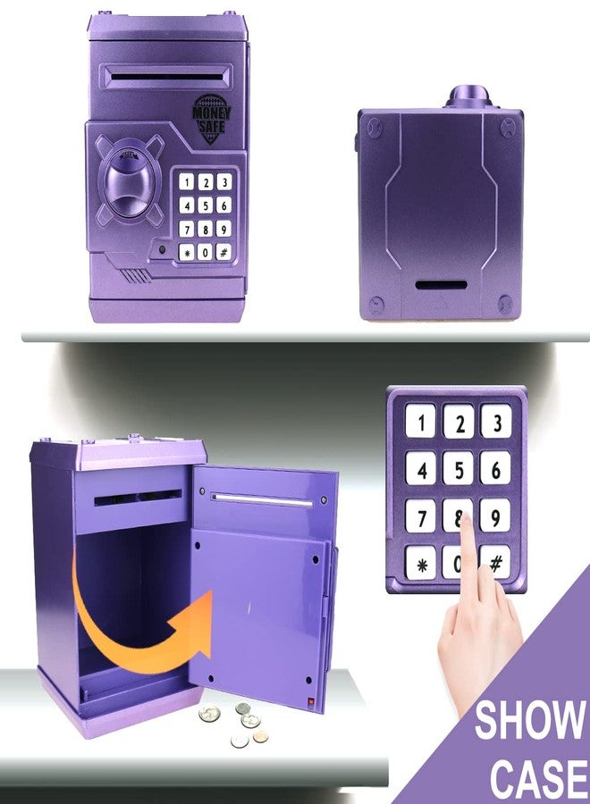 Qwifyu Piggy Bank for Boys Girls, 4 5 6 7 8 9 10 Year Old Girl Boy Birthday Gift Ideas, Electronic Password Money Saving Box ATM, Great Gift Safe Bank Toys for Kids (Purple) - Image 4