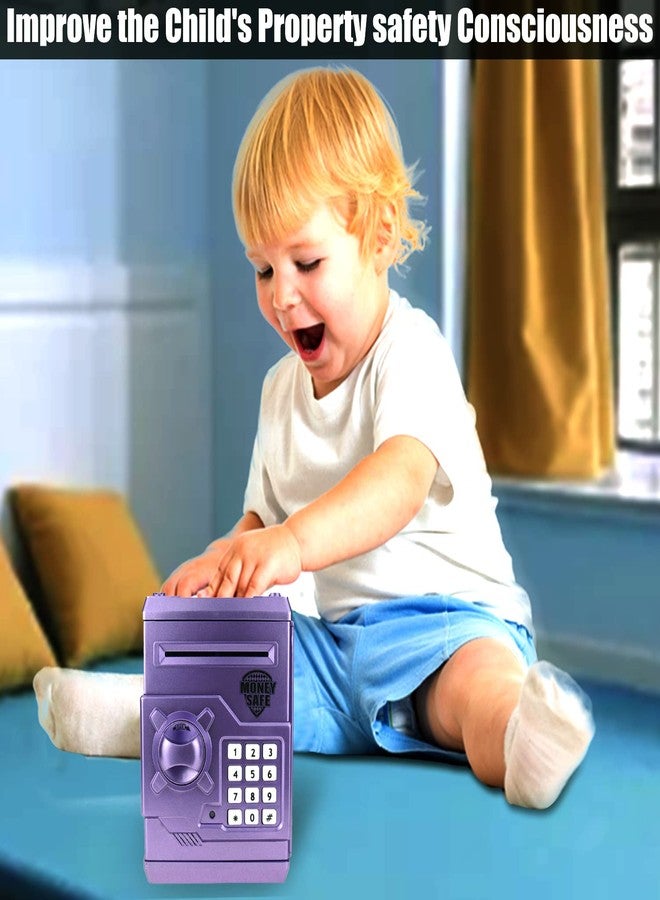 Qwifyu Piggy Bank for Boys Girls, 4 5 6 7 8 9 10 Year Old Girl Boy Birthday Gift Ideas, Electronic Password Money Saving Box ATM, Great Gift Safe Bank Toys for Kids (Purple) - Image 5