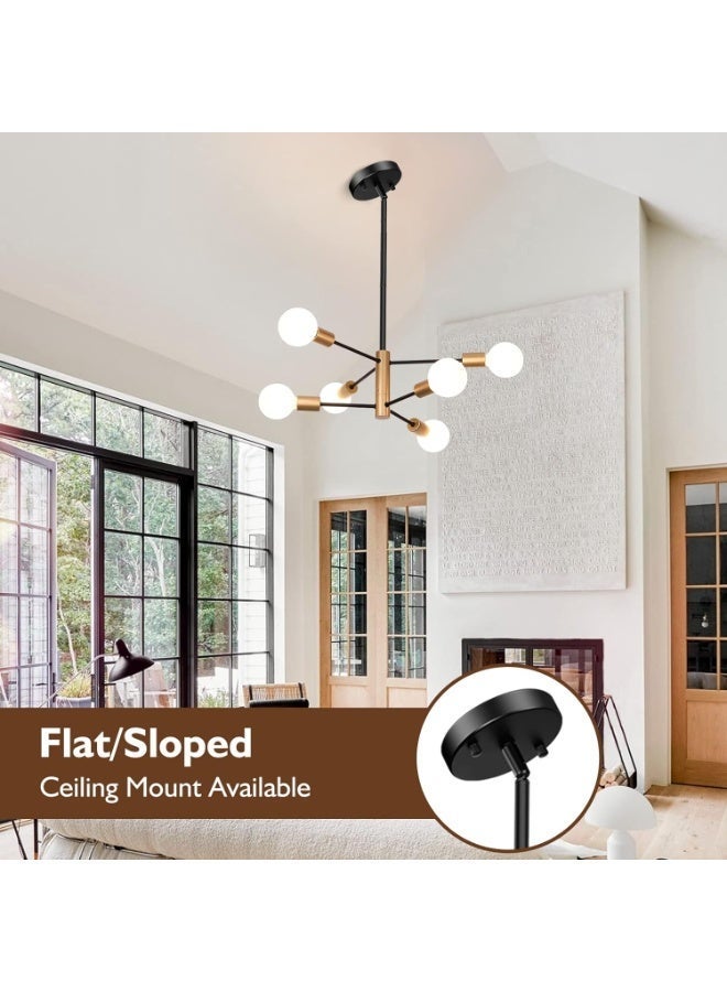 Aurrako Modern Ceiling Lighting Chandelier 6 Lights Adjustable Industrial Mount Pendant Light Fixture - Image 2