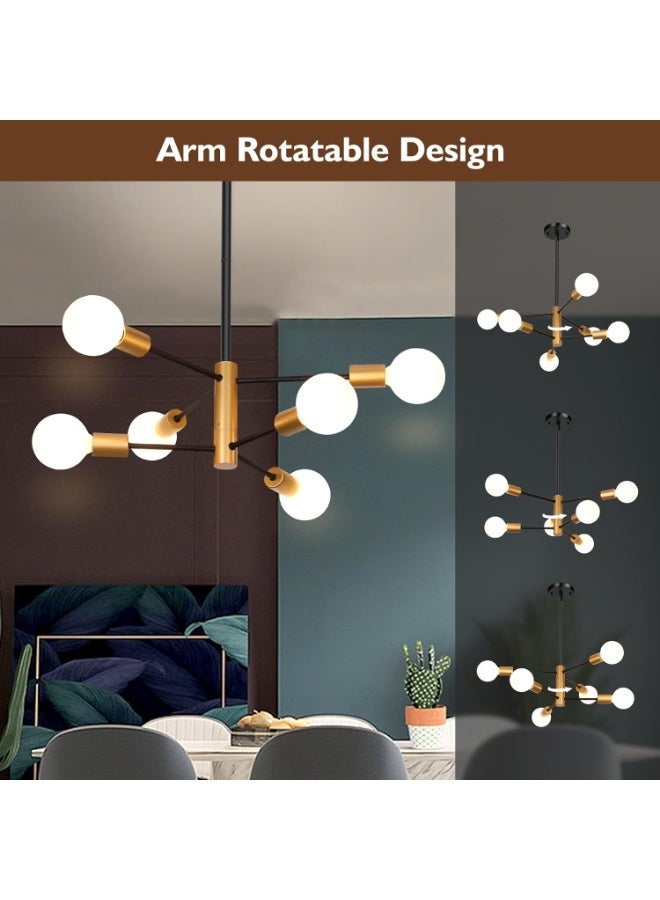 Aurrako Modern Ceiling Lighting Chandelier 6 Lights Adjustable Industrial Mount Pendant Light Fixture - Image 5