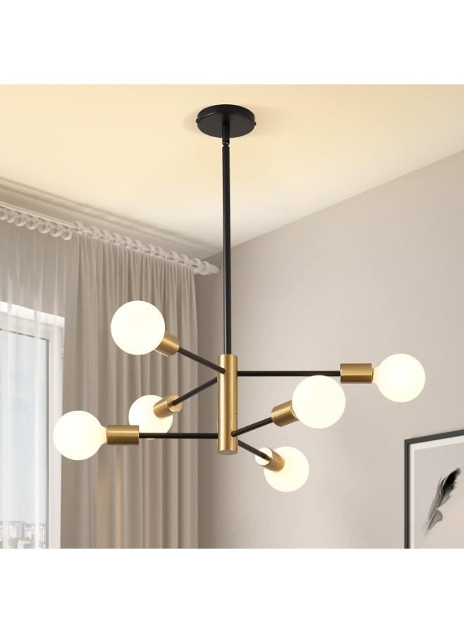 Aurrako Modern Ceiling Lighting Chandelier 6 Lights Adjustable Industrial Mount Pendant Light Fixture - Image 1
