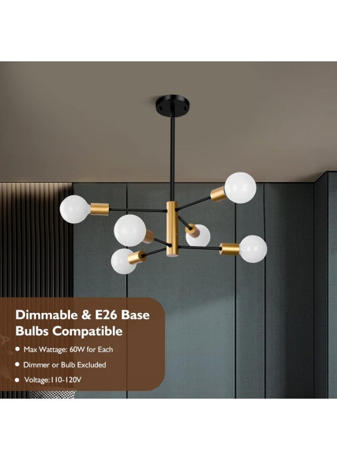 Aurrako Modern Ceiling Lighting Chandelier 6 Lights Adjustable Industrial Mount Pendant Light Fixture - Image 4