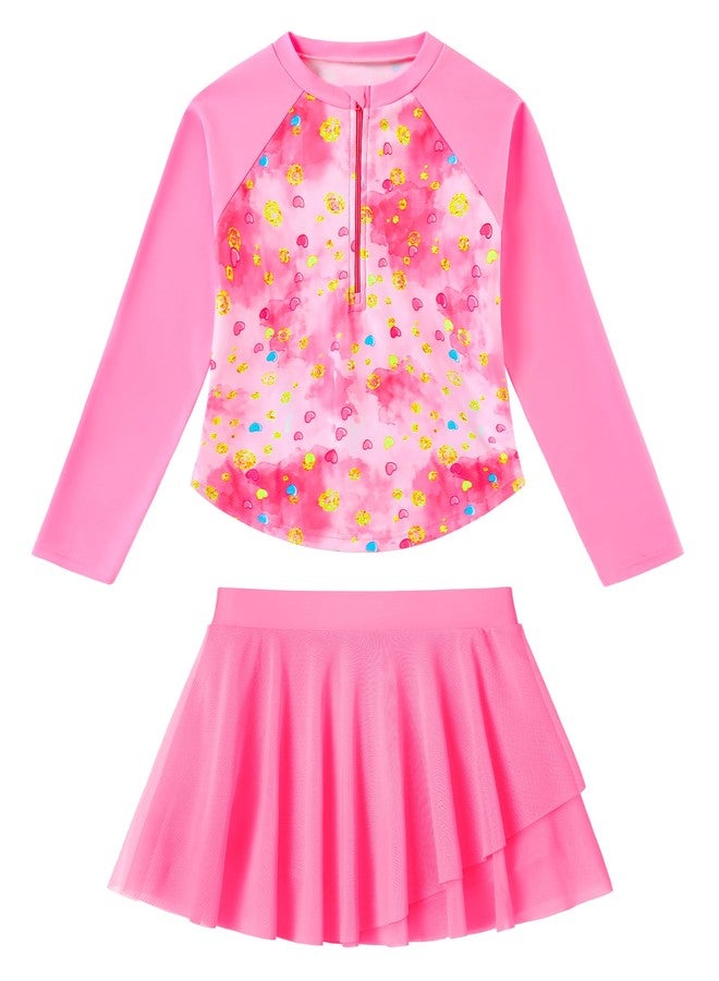 Ghteas Rash Guard Swim Suit Girls Bathing Suits 3-4T with Swim Skirt Shorts Two Piece Swimwear Toddler Girl Swimsuits - Image 1
