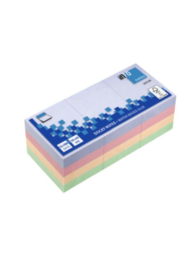 infonotes - STICKY NOTES, 50 x 40 mm, 12 PADS TOGETHER,  "Harmony" color, 100 sheets