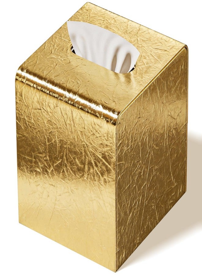 LADSTAG Gold Tissue Box Cover,Tissue Box Holder with Magnetic Bottom, Decorative Tissue Box for Vanity Toilet Tank Dresser Night Stand Table Countertop Office Car - Image 1