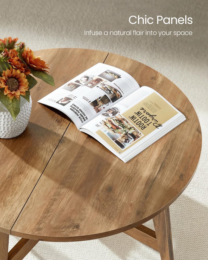 VASAGLE MAEZO Collection - Round Coffee Table, 31.5-Inch Center Table, Tapered Legs, Curved Transitions, Easy to Assemble, for Living Room, Honey Brown ULCT251KB01S - Image 5