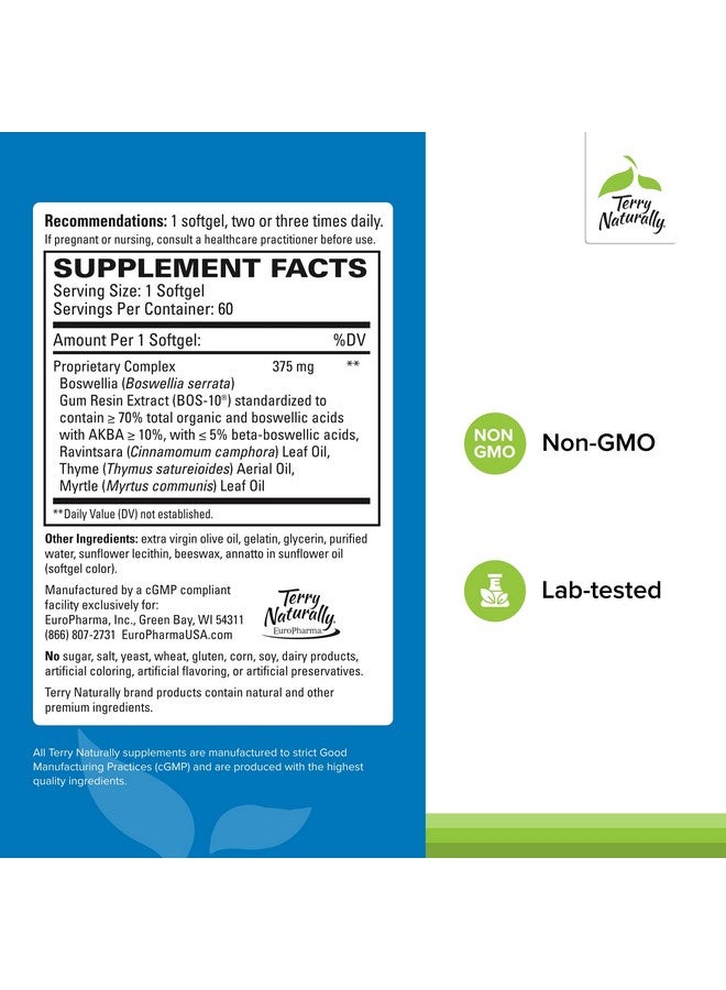 Terry Naturally BosMed Respiratory Support - Respiratory Support Supplement - Herbal Supplement for Lung Support - Healthy Lung Supplement for Clear Bronchial Passages - 60 Softgels (Pack of 2) - Image 2