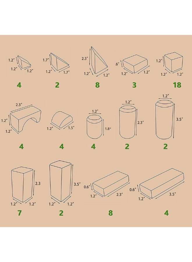 iLearn مجموعة كتل البناء الخشبية للأطفال iPlay, iLearn، لعبة تعليمية من الخشب الطبيعي للأطفال الصغار، وحدة قلعة من الطوب الخشبي الكبير، هدية لفصل رياض الأطفال للأطفال من 2 3 4 5 6 8 سنوات من الأولاد والبنات - Image 2