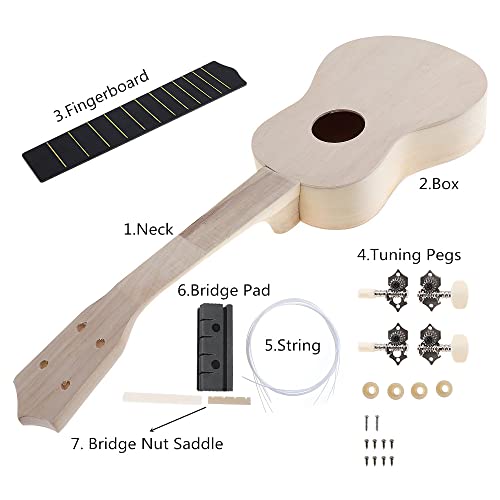 OriGlam 21 Inch DIY Ukulele Kit, Make Your Own DIY Kit, Soprano Hawaii, Ukulele Hawaii Guitar Handwork with Installation Tools for Friends, Family, Amateur - Image 2