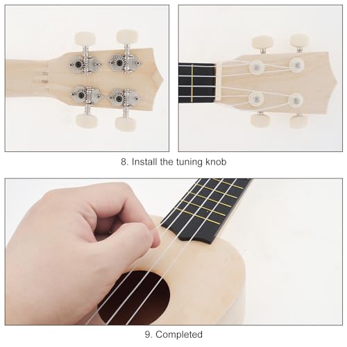 OriGlam 21 Inch DIY Ukulele Kit, Make Your Own DIY Kit, Soprano Hawaii, Ukulele Hawaii Guitar Handwork with Installation Tools for Friends, Family, Amateur - Image 5