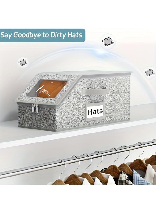 Stackable Hat Storage Boxes for Baseball Caps, Holds Up to 24 Hats, Durable Cardboard Box for Men, Classic Style, Wardrobe  Organizer - Image 1