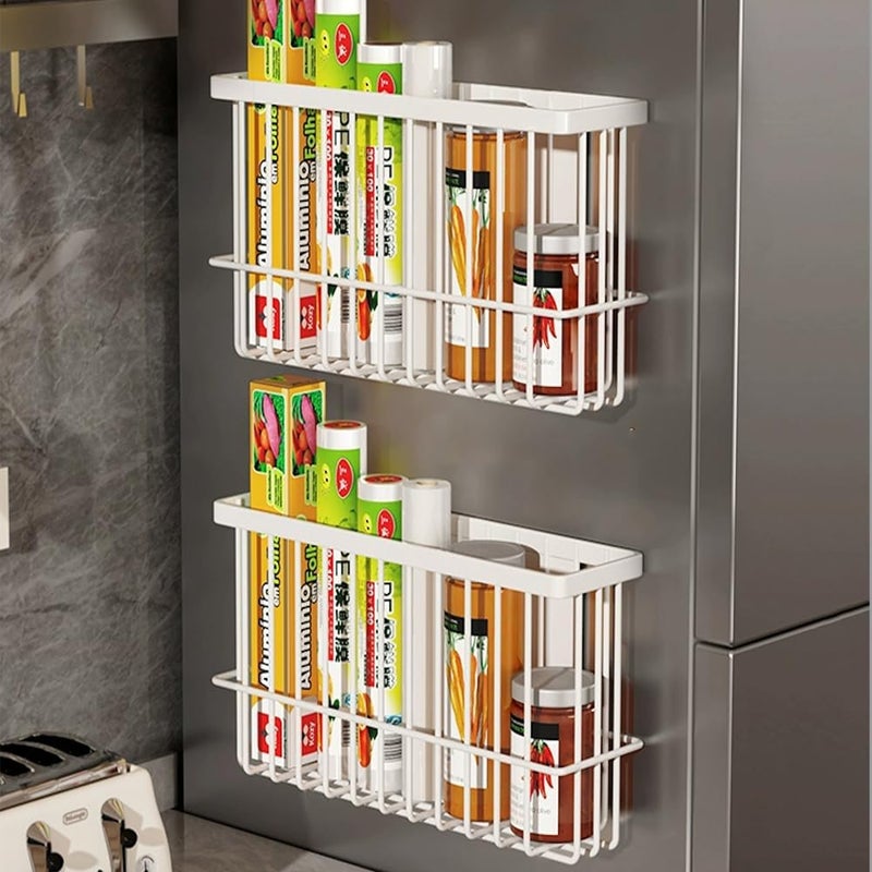 EigPluy 2 Pieces Kitchen Door Storage Box, Wall Sticker Storage Box, Wardrobe/Bathroom/Refrigerator Various Items Organizer Box (White) - Image 4
