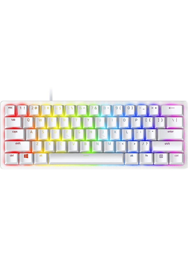 Razer Huntsman Mini 60% Gaming Keyboard: Fast Keyboard Switches, Linear Optical Switches, Chroma RGB Lighting, PBT Keycaps, Onboard Memory Snap Tap - White I RZ03-03390400-R3M1 - Image 1