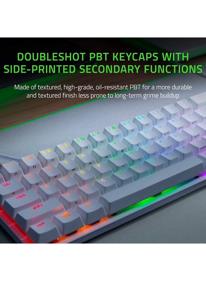 Razer Huntsman Mini 60% Gaming Keyboard: Fast Keyboard Switches, Linear Optical Switches, Chroma RGB Lighting, PBT Keycaps, Onboard Memory Snap Tap - White I RZ03-03390400-R3M1 - Image 3
