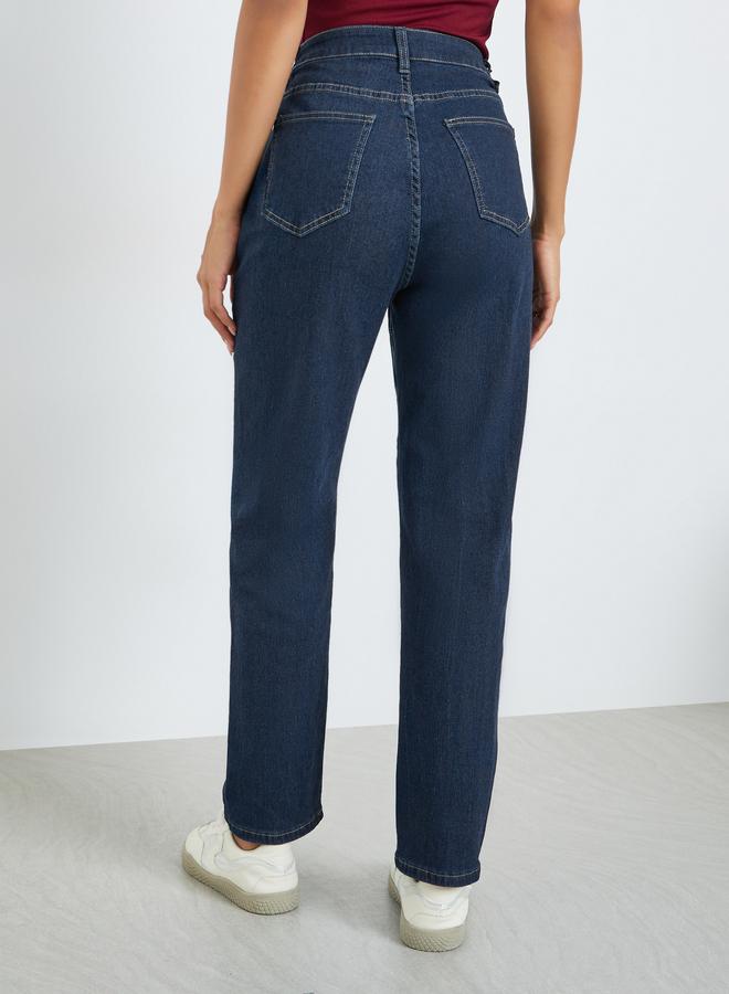 Styli Women Dark Blue High Rise Mom Fit Jeans - Image 4