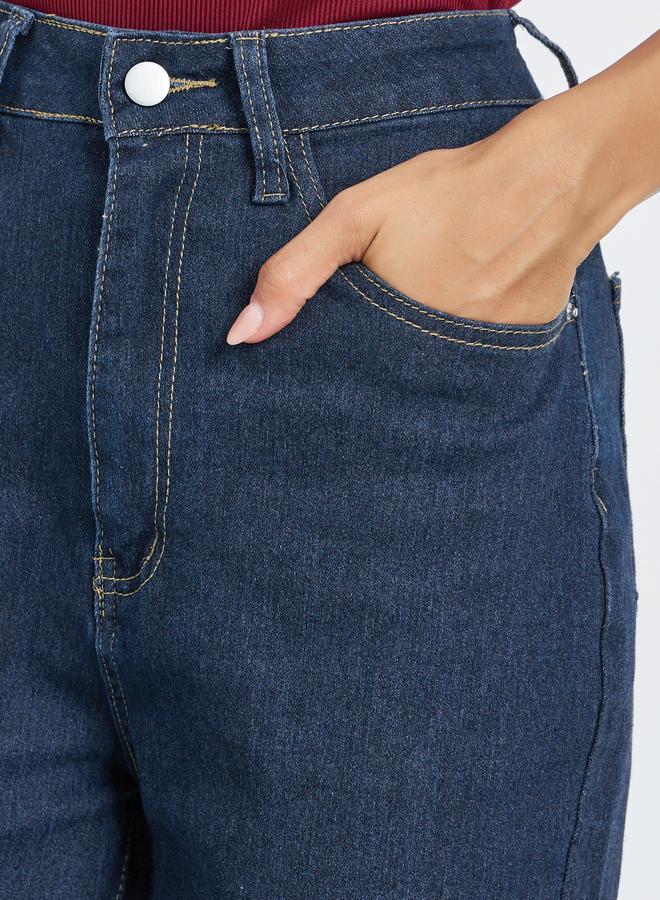 Styli Women Dark Blue High Rise Mom Fit Jeans - Image 3