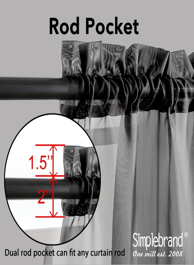 Simplebrand Black Sheer Curtains 108 Inches Long, Extra Long Rod Pocket Solid Color Window Sheer Curtain Panels, Elegant Curtains & Drapes for Living Room, Bedroom 2 Panels (Black, 42" W x 108" L) - Image 4