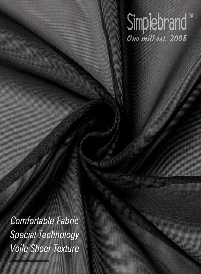 Simplebrand Black Sheer Curtains 108 Inches Long, Extra Long Rod Pocket Solid Color Window Sheer Curtain Panels, Elegant Curtains & Drapes for Living Room, Bedroom 2 Panels (Black, 42" W x 108" L) - Image 3