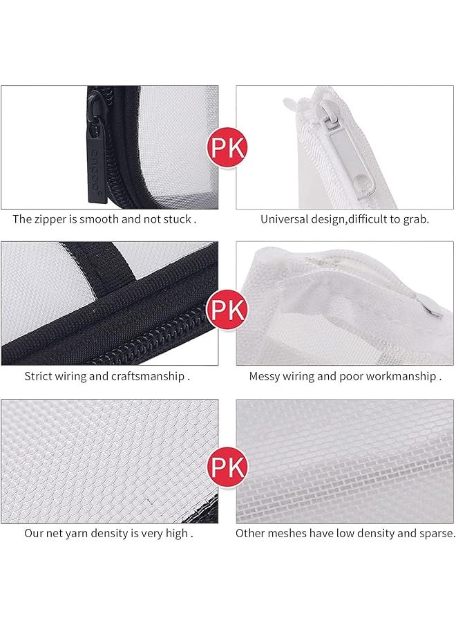 X spring Grid Mesh Pen Pencil Case Multifonction Transparent Stationary Bag Clear Pencil Bag With Zipper Clear Pencil Case For Exams Clear Mesh Pencil Pouch For Office Stationery  - Image 3
