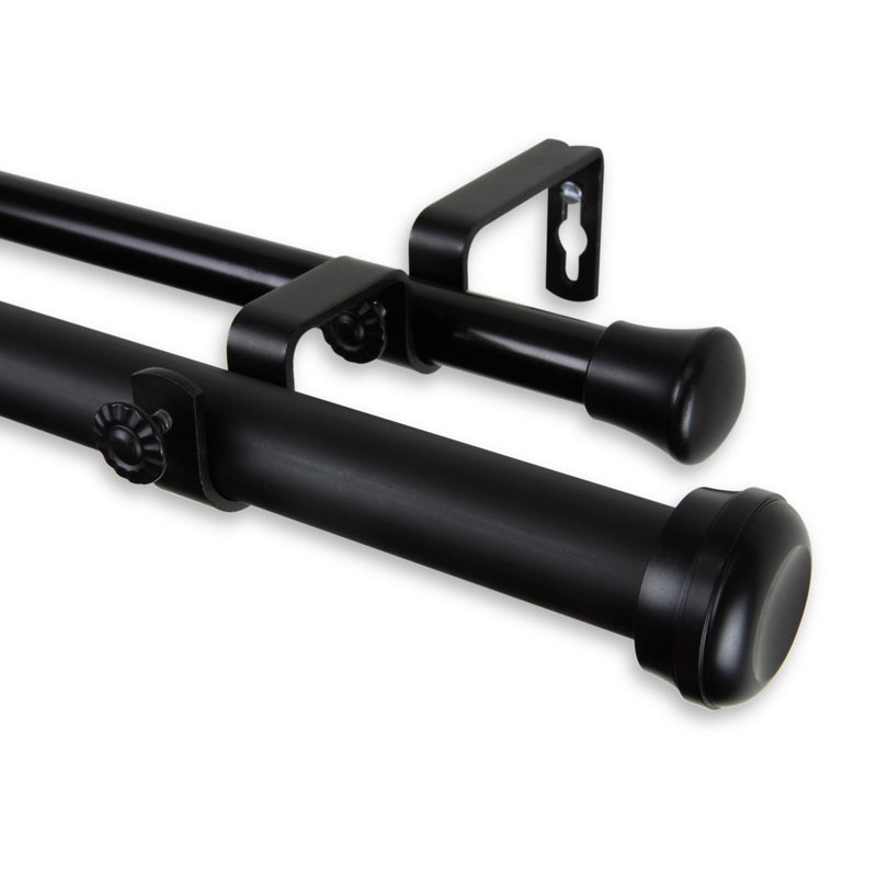 Rod Desyne Rod Desyne Rosen 1 odDouble Set Curtain Rod 160240 Black 