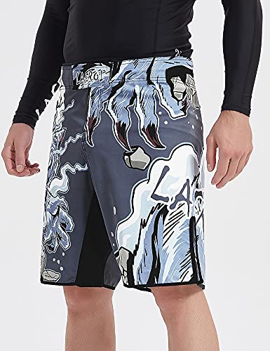 LAFROI Mens MMA Cross Training Boxing Shorts Trunks Fight Wear with Drawstring and Pocket-QJK01(Werewolf,LG) - Image 3