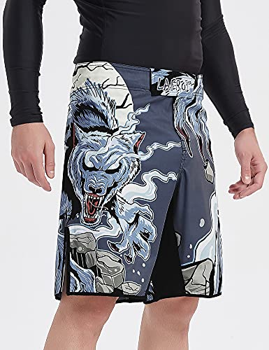 LAFROI Mens MMA Cross Training Boxing Shorts Trunks Fight Wear with Drawstring and Pocket-QJK01(Werewolf,LG) - Image 4