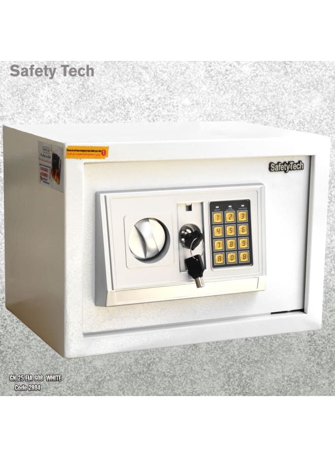 سيفتي تيك خزنة رقمية آمنة من Safety Tech - خزنة رقمية مزودة بمفتاحين للطوارئ، أمان مزدوج - حامل لخمسة مفاتيح - 25 × 35 × 25 سم - ضمان 3 سنوات - GN25 EIA أبيض - Image 5