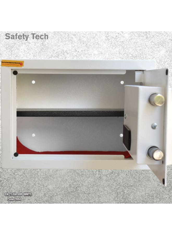 سيفتي تيك خزنة رقمية آمنة من Safety Tech - خزنة رقمية مزودة بمفتاحين للطوارئ، أمان مزدوج - حامل لخمسة مفاتيح - 25 × 35 × 25 سم - ضمان 3 سنوات - GN25 EIA أبيض - Image 4