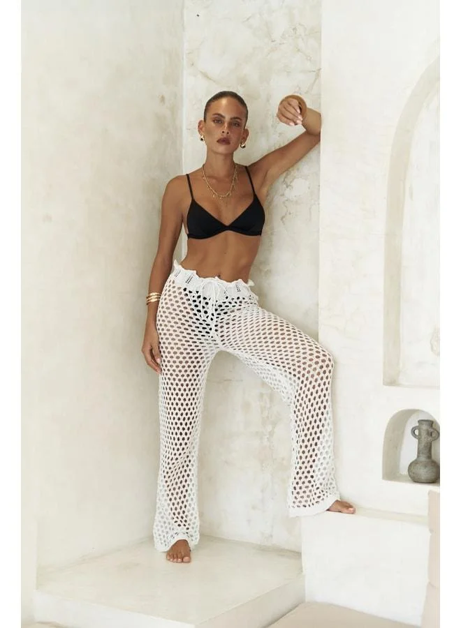 Bohemai  Texas Laced White Crochet Pants. for Women | Best Price UAE