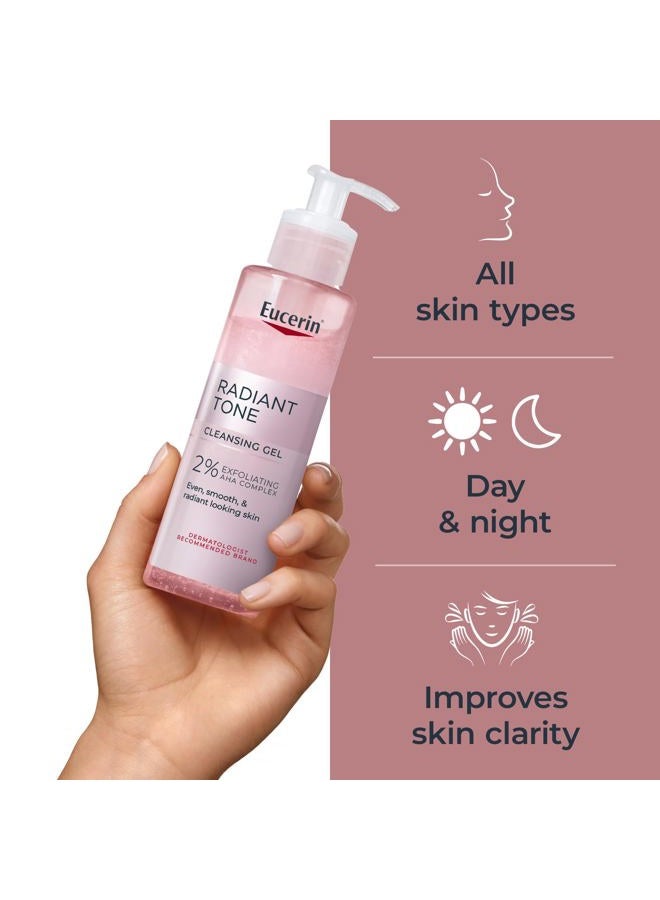 Eucerin Radiant Tone Face Cleanser Gel with 2% Exfoliating AHA Complex, Gentle Face Wash Improves Skin Clarity and Boosts Radiance, All Skin Types, 6.8 Fl Oz Bottle - Image 4