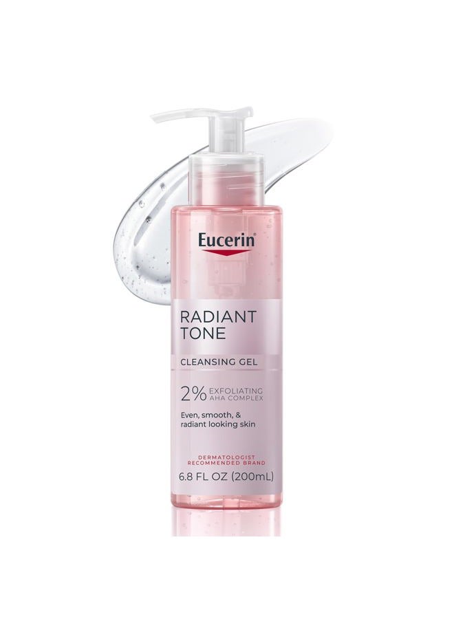 Eucerin Radiant Tone Face Cleanser Gel with 2% Exfoliating AHA Complex, Gentle Face Wash Improves Skin Clarity and Boosts Radiance, All Skin Types, 6.8 Fl Oz Bottle - Image 1