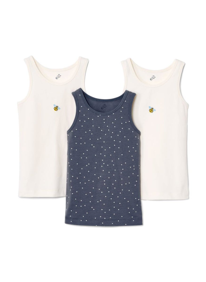 Tchibo - Kids Girl 3 Pieces Plain Tank Top, White - Image 1