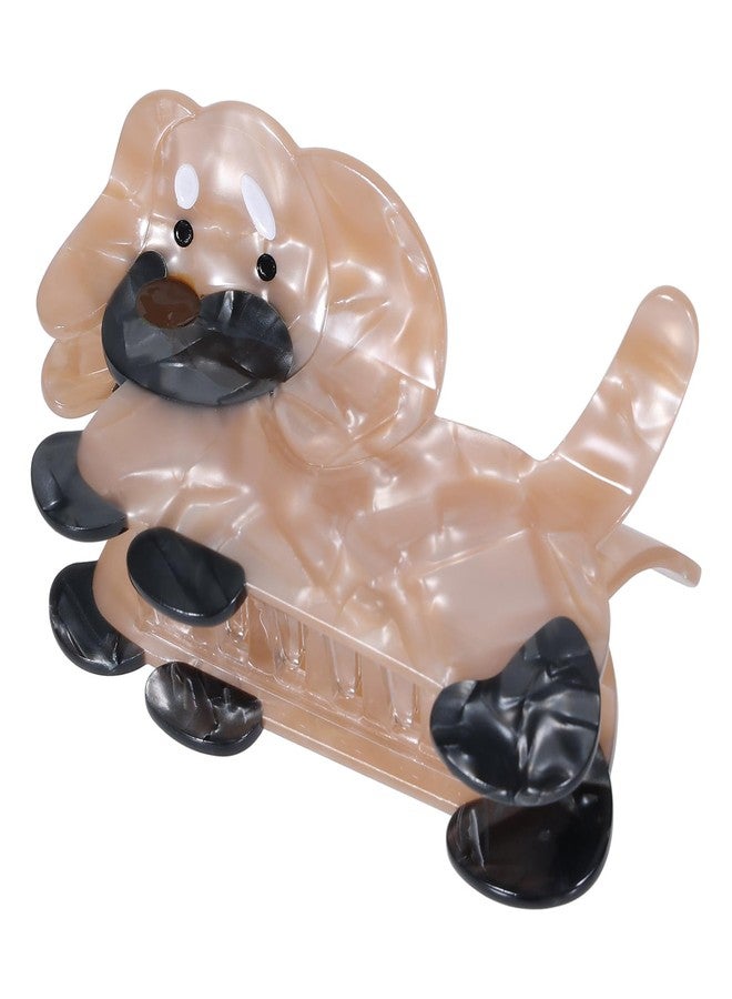 melyde Dog Hair Claw Clip 3.35 Inch Strong Hold Acetate Hair Jaw Clip Cute Animal Hair Accessories for Women Girls Thin Thick Hair, Khaki&Black - Image 1