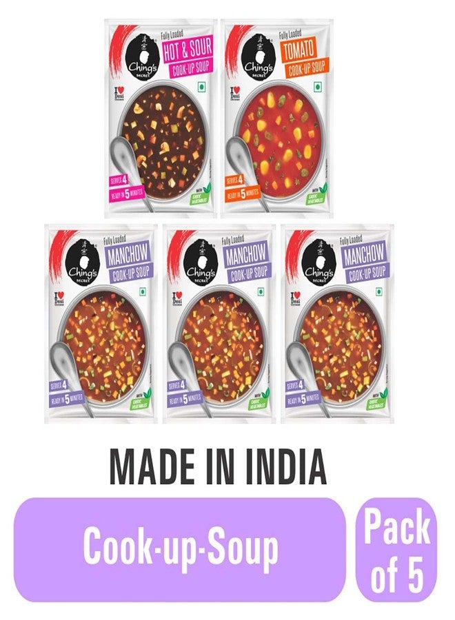 Ching's Chings Manchow x 3 + Hot & Sour x 1 + Tomato x 1 cookup soup PACK OF 5 - Image 2