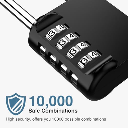Puroma 4 Pack 2.6 Inch Long Shackle Combination Lock 4 Digit Outdoor Waterproof Padlock for Hasp Locker Lock, Sports Locker, Fence, Gate, Toolbox, Case, Hasp Storage, Cabinets (Black) - Image 3