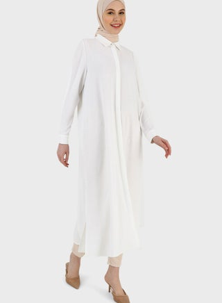 Side Slit Button Down Shirt Dress