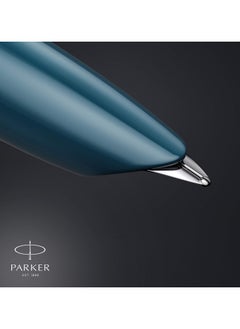 PARKER Parker 51 Fountain Pen | Teal Blue Barrel With Chrome Trim | Medium Nib With Ink Cartridge | Gift Box | 9867, 2123507  - Image 4