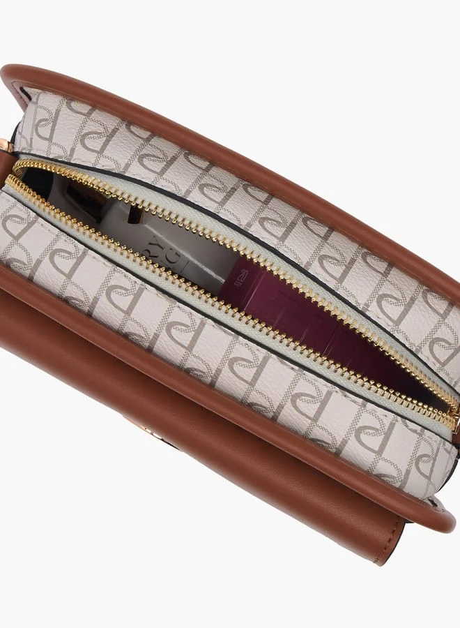 Paprika Women Monogram Print Crossbody Bag with Adjustable Strap and Zip Closure