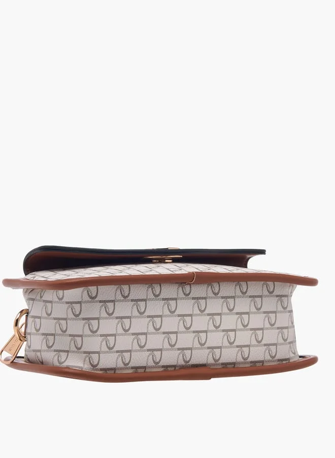 Paprika Women Monogram Print Crossbody Bag with Adjustable Strap and Zip Closure