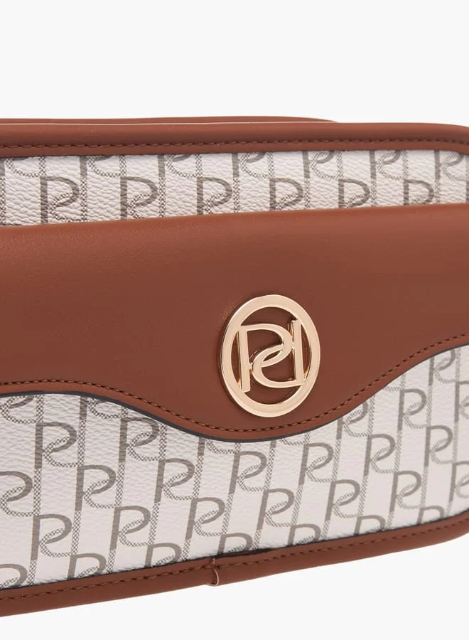 Paprika Women Monogram Print Crossbody Bag with Adjustable Strap and Zip Closure