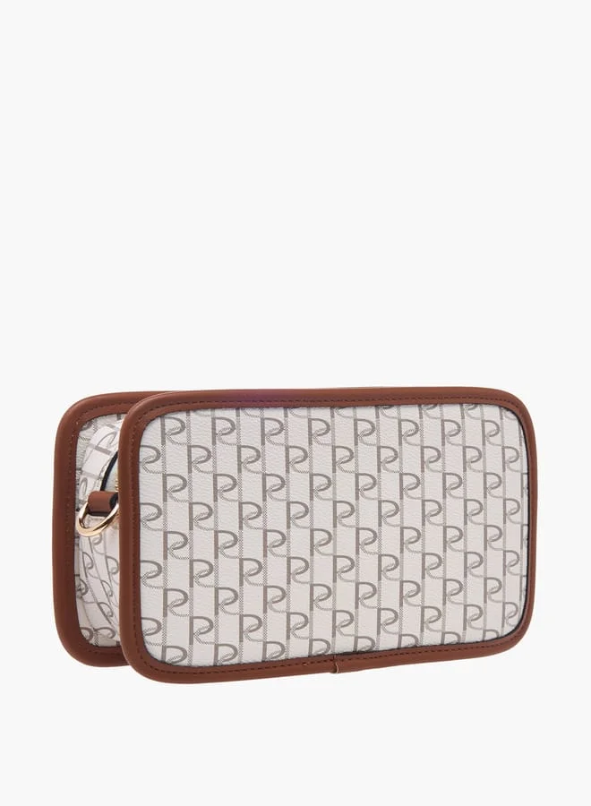 Paprika Women Monogram Print Crossbody Bag with Adjustable Strap and Zip Closure
