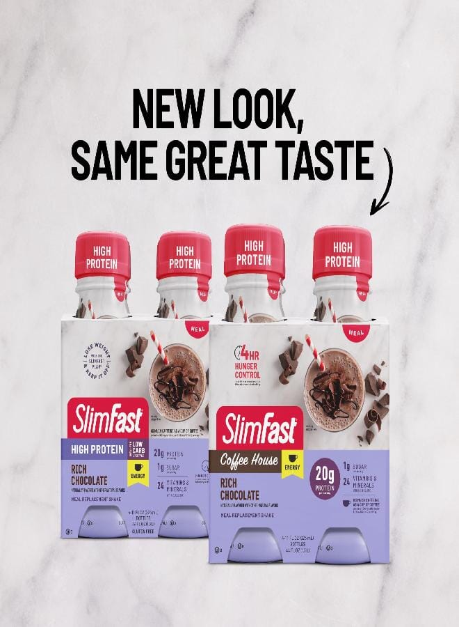 SlimFast SlimFast Advanced Energy High Protein Meal Replacement Shake, Rich Chocolate, 20g of Ready to Drink Protein with Caffeine, 11 Fl. Oz Bottle, 4 Count (Pack of 3) (Packaging May Vary) - Image 4